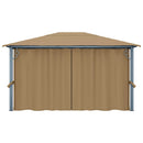 pavillon med gardin 400x300 cm aluminium gråbrun