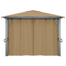 pavillon med gardin 400x300 cm aluminium gråbrun