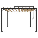 pavillon med lameltag 3x3 m aluminium og stof gråbrun