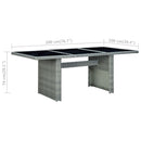 havebord polyrattan og hærdet glas lysegrå