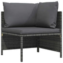 hjørnedel til sofa med hynder polyrattan grå