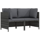 2-personers havesofa med hynder polyrattan grå