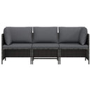 3-personers havesofa med hynder polyrattan grå