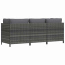3-personers havesofa med hynder polyrattan grå
