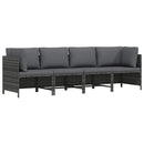 4-personers havesofa med hynder polyrattan grå