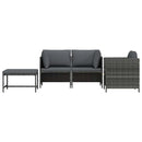 havesofasæt 4 dele med hynder polyrattan grå