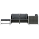 havesofasæt 4 dele med hynder polyrattan grå