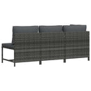 loungesæt til haven 3 dele med hynder polyrattan grå