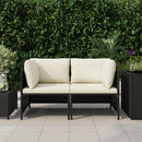 2-personers havesofa med hynder polyrattan sort