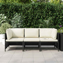 3-personers havesofa med hynder polyrattan sort