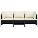 3-personers havesofa med hynder polyrattan sort