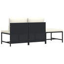 sofasæt til haven 3 dele med hynder polyrattan sort