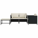 sofasæt til haven 4 dele med hynder polyrattan sort