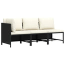 sofasæt til haven 3 dele med hynder polyrattan sort