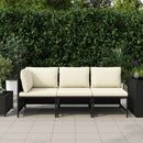 sofasæt til haven 3 dele med hynder polyrattan sort
