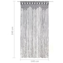 macramégardin 140x240 cm bomuld antracitgrå