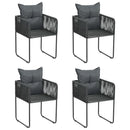 havestole 4 stk. med puder polyrattan sort