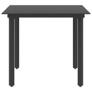 havebord 80x80x74 cm stål og glas sort
