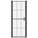 brusedør 81 x 195 cm hærdet glas sort