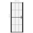 brusedør 91 x 195 cm hærdet glas sort