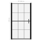 brusedør 100x178 cm hærdet glas sort