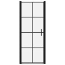 brusedør 81x195 cm hærdet glas sort