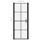 brusedør 81x195 cm hærdet glas sort