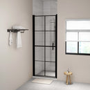 brusedør 91 x 195 cm hærdet glas sort