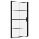 brusedør 100x178 cm hærdet glas sort