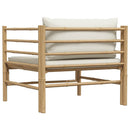 havesofa med cremehvide hynder bambus