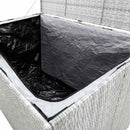 opbevaringskasse til haven 150x100x100 cm polyrattan lysegrå