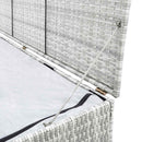 opbevaringskasse til haven 150x100x100 cm polyrattan lysegrå