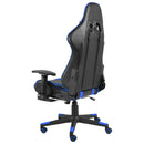 drejelig gamingstol med fodstøtte PVC blå