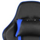 drejelig gamingstol med fodstøtte PVC blå