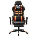 gamingstol med fodstøtte kunstlæder sort og orange