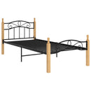 sengeramme 90x200 cm metal og massivt egetræ sort