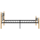 sengeramme 90x200 cm metal og massivt egetræ sort