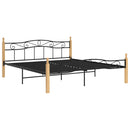 sengeramme 200x200 cm metal og massivt egetræ sort