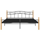 sengeramme 200x200 cm metal og massivt egetræ sort
