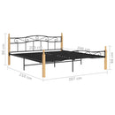 sengeramme 200x200 cm metal og massivt egetræ sort