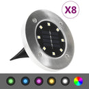 soldrevne LED-nedgravningsspots 8 stk. RGB-farver