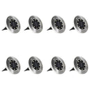 soldrevne LED-nedgravningsspots 8 stk. RGB-farver