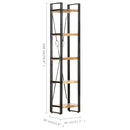 bogreol med 5 hylder 40x30x180 cm massivt mangotræ