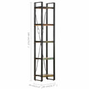 bogreol med 5 hylder 40x30x180 cm massivt genbrugstræ