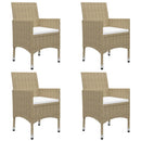 spisebordssæt til haven 5 dele polyrattan og glas beige