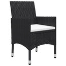 bistrosæt 3 dele polyrattan og hærdet glas sort
