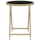 bistrosæt til haven 5 dele polyrattan og hærdet glas beige