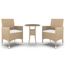 spisebordssæt til haven 3 dele polyrattan beige