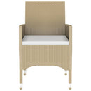 spisebordssæt til haven 3 dele polyrattan beige