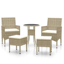 loungesæt til haven 5 dele polyrattan beige